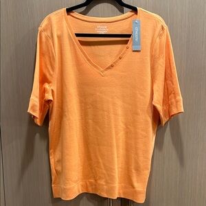 Chico's Vibrant Orange V-Neck Tee
